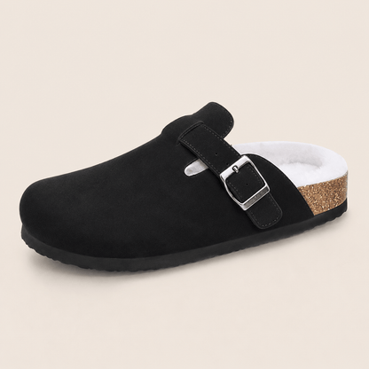 Fur-lined Suede Clogs