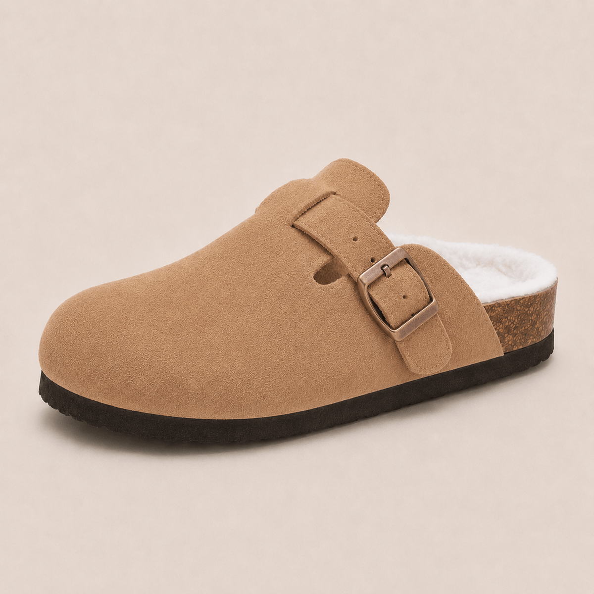 Fur-lined Suede Clogs