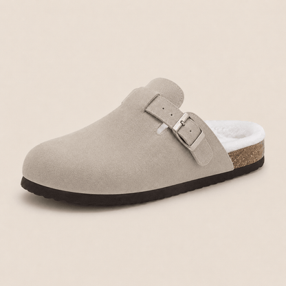 Fur-lined Suede Clogs